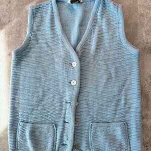 Vintage Ades of California Light Blue 80s crochet Vest- M